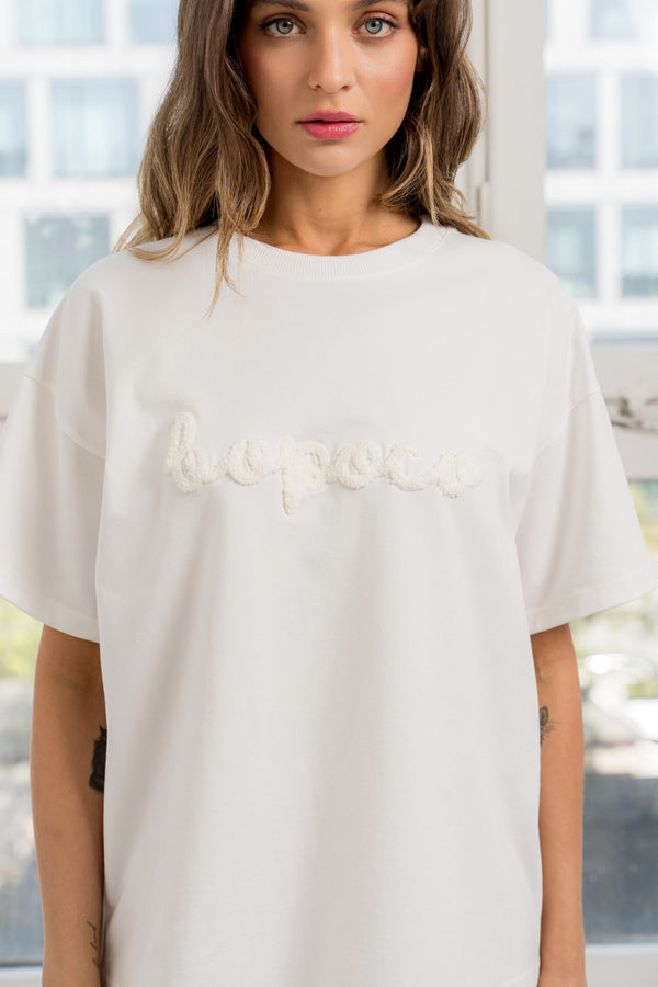 T-SHIRT BOPOCO ŚMIETANKOWY Z HAFTEM image 1