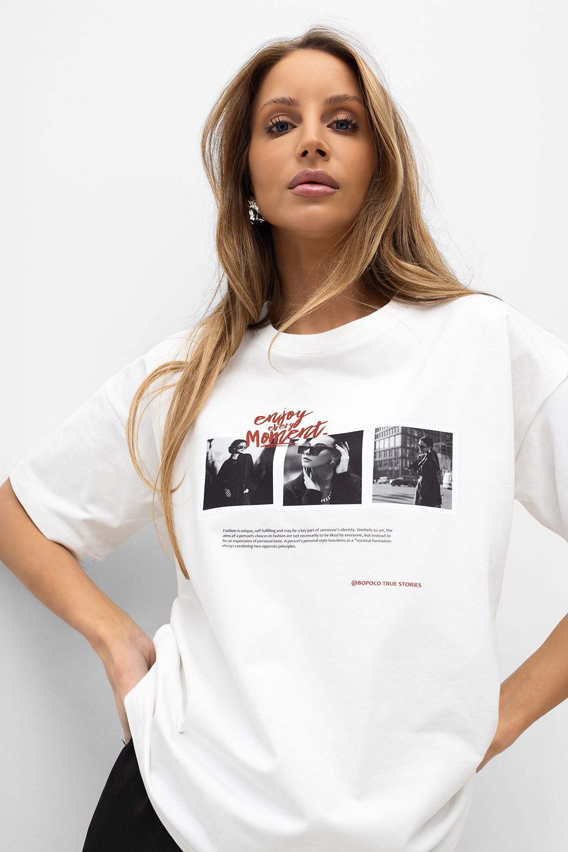 T-SHIRT ENJOY BIAŁY image 0