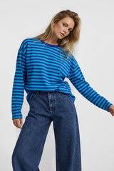 LONGSLEEVE OVERSIZE W PASKI CHABROWO-MORSKIE