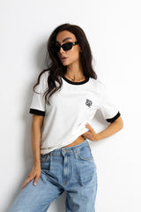T-SHIRT BIAŁY AMORE Z LAMÓWKĄ image 1