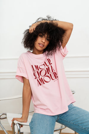 T-SHIRT AMOUR RÓŻOWY image 0