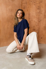 T-SHIRT BASIC BOPOCO OVERSIZE KIMONO GRANATOWY image 2