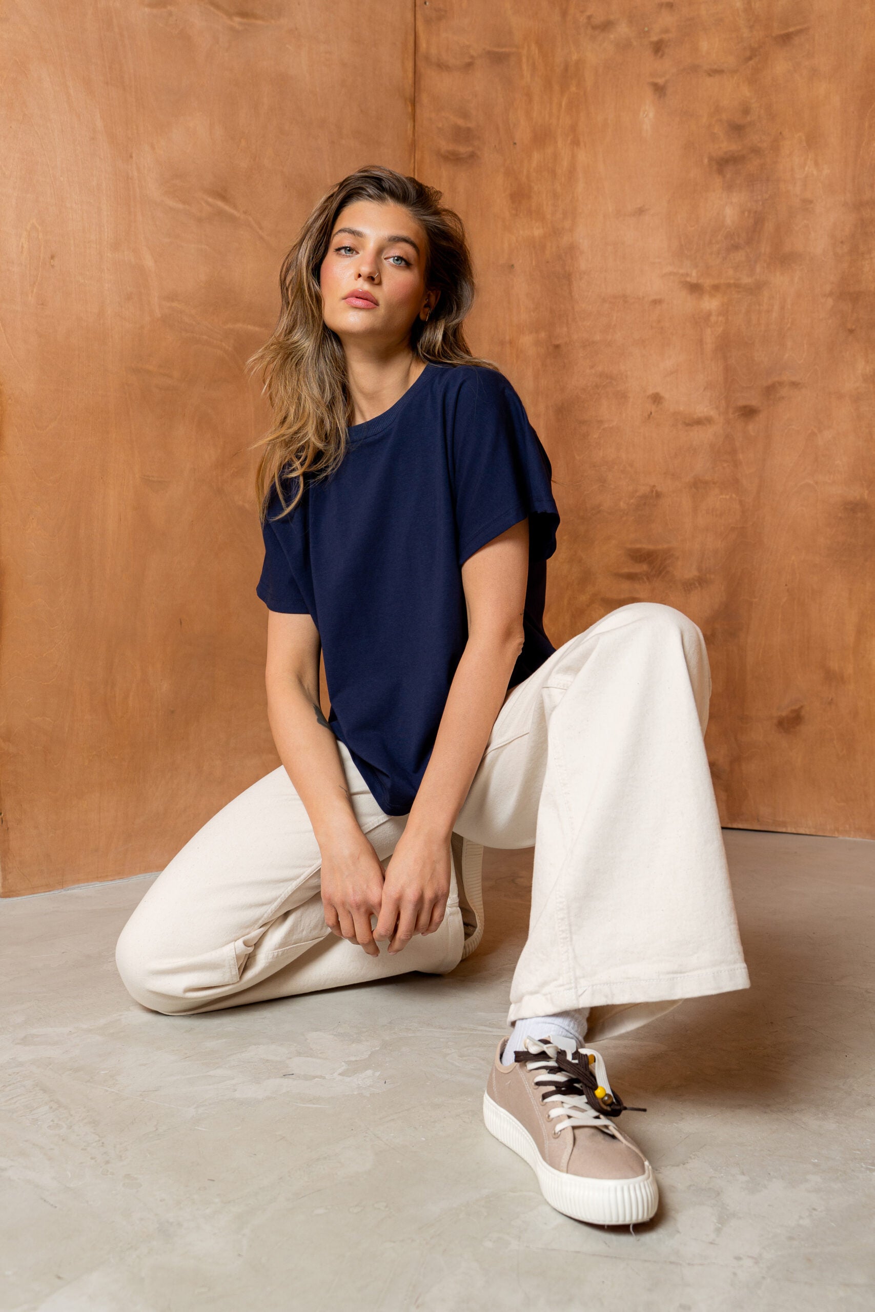 T-SHIRT BASIC BOPOCO OVERSIZE KIMONO GRANATOWY image 2