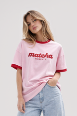 T-SHIRT MATCHA MOMENTS  RÓŻOWY image 1