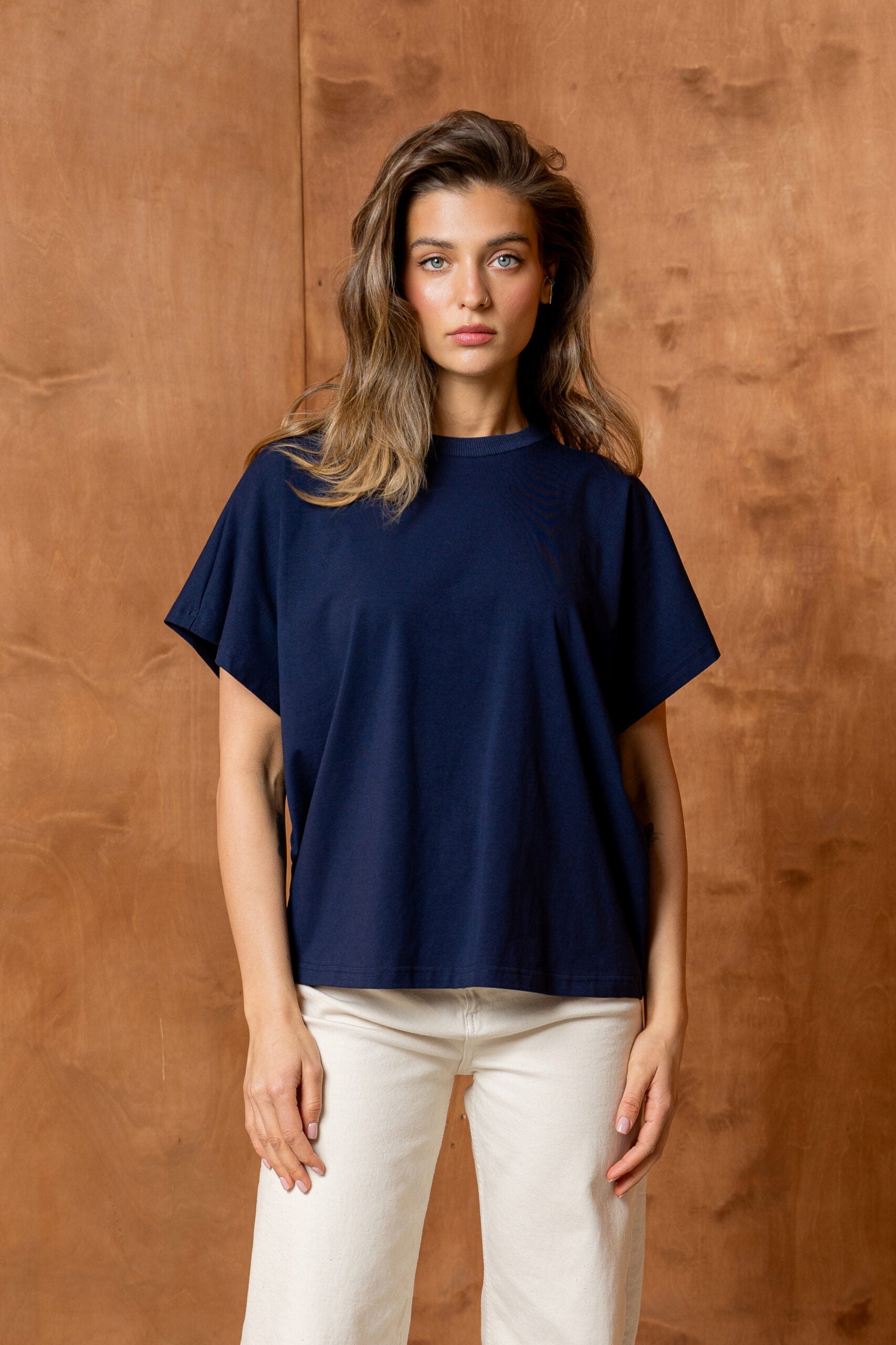 T-SHIRT BASIC BOPOCO OVERSIZE KIMONO GRANATOWY image 0