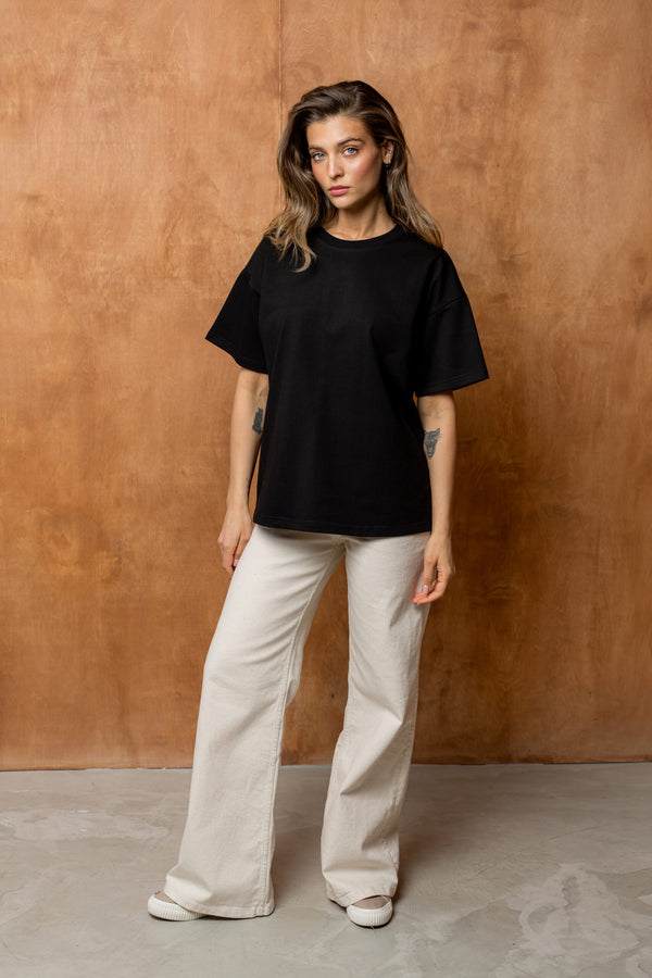 T-SHIRT BASIC BOPOCO OVERSIZE CZARNY image 1
