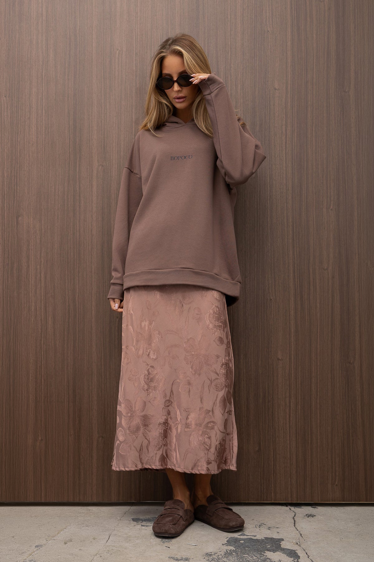 BLUZA Z KAPTUREM BOPOCO TAUPE