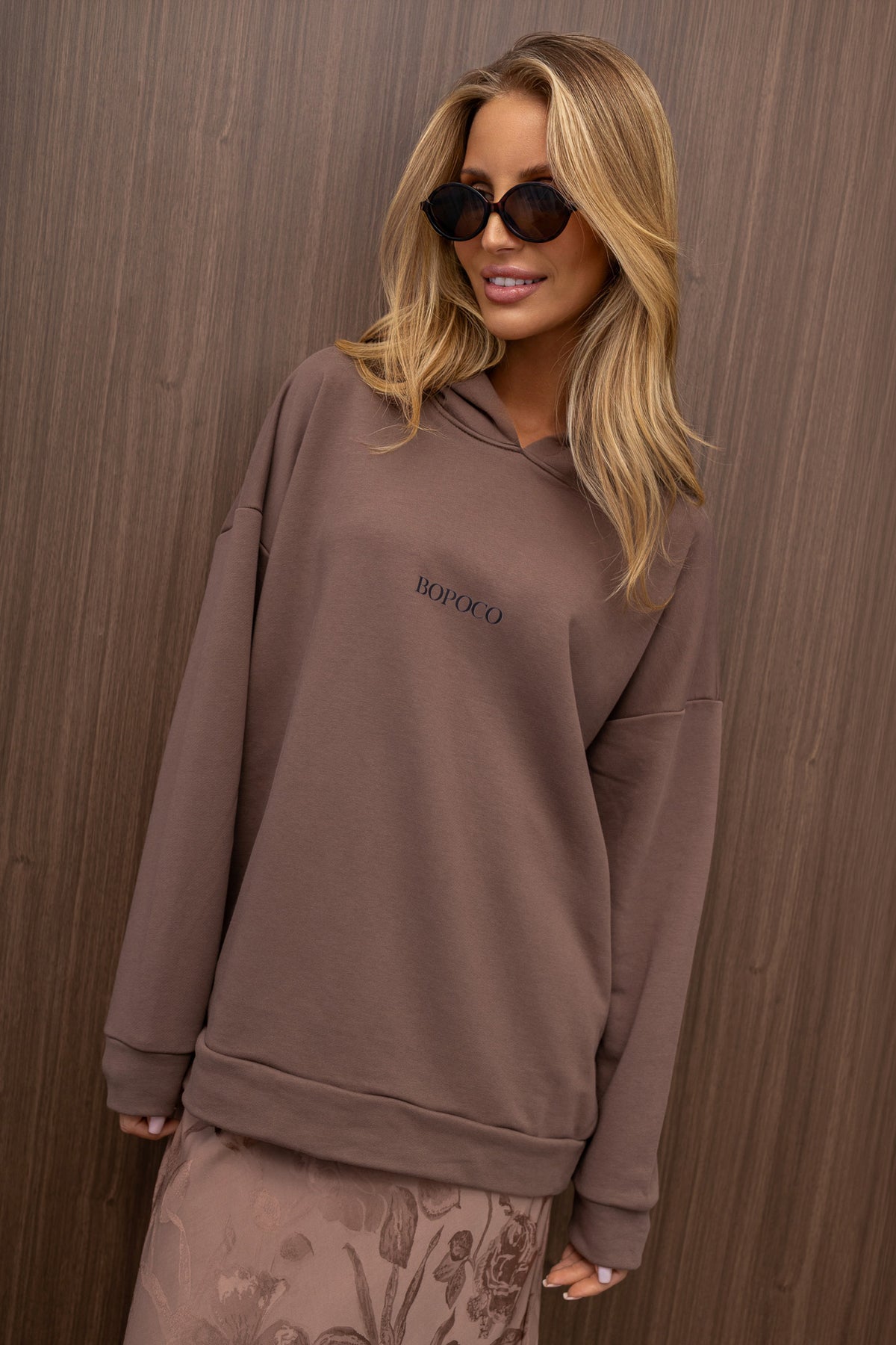 BLUZA Z KAPTUREM BOPOCO TAUPE