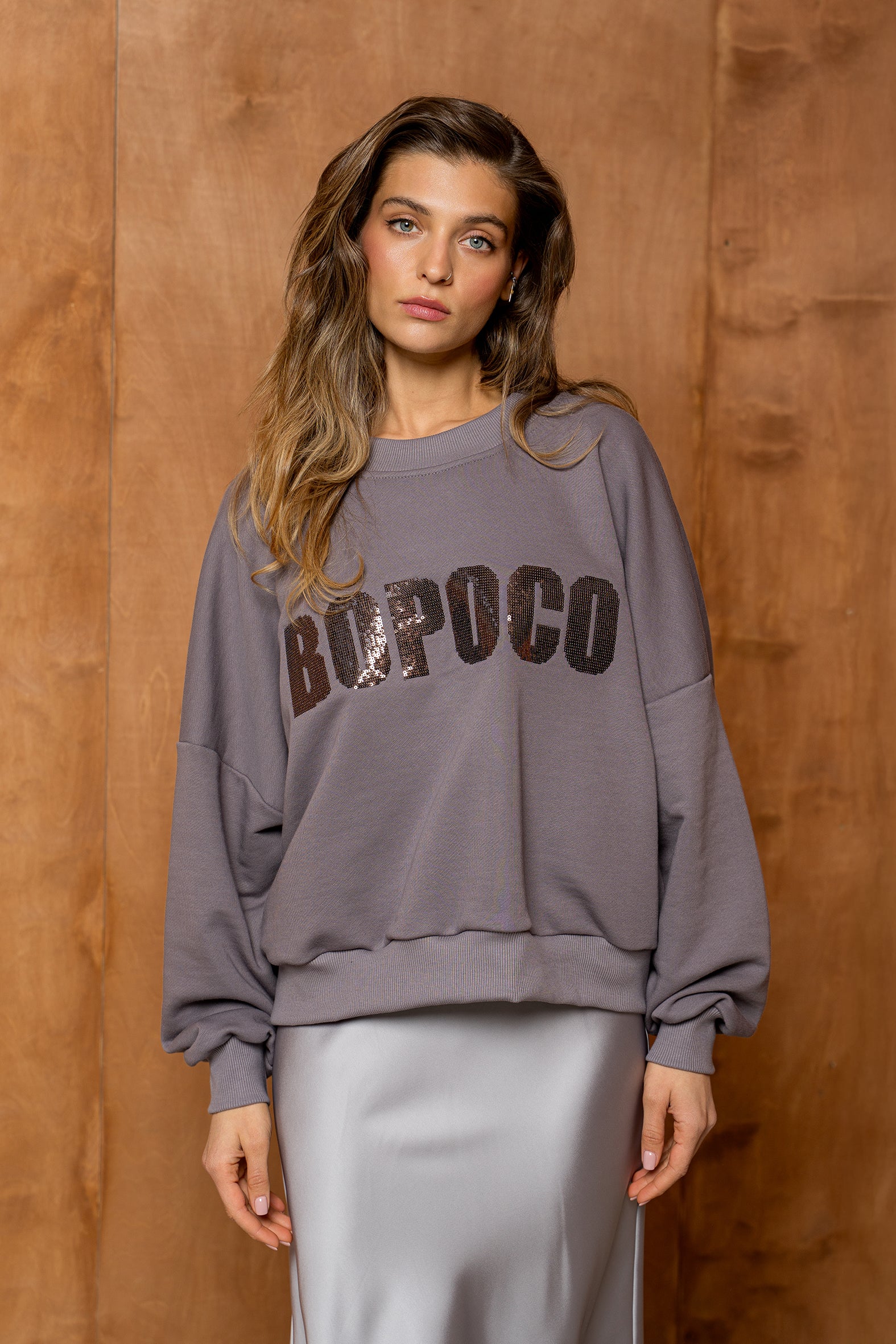 BLUZA BOPOCO CEKIN SZARA image 0