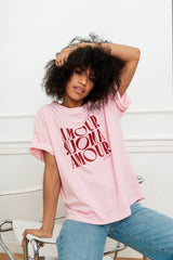 T-SHIRT AMOUR RÓŻOWY image 1
