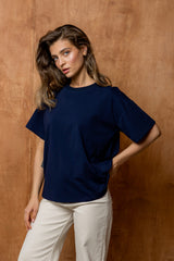 T-SHIRT BASIC BOPOCO OVERSIZE GRANATOWY image 2
