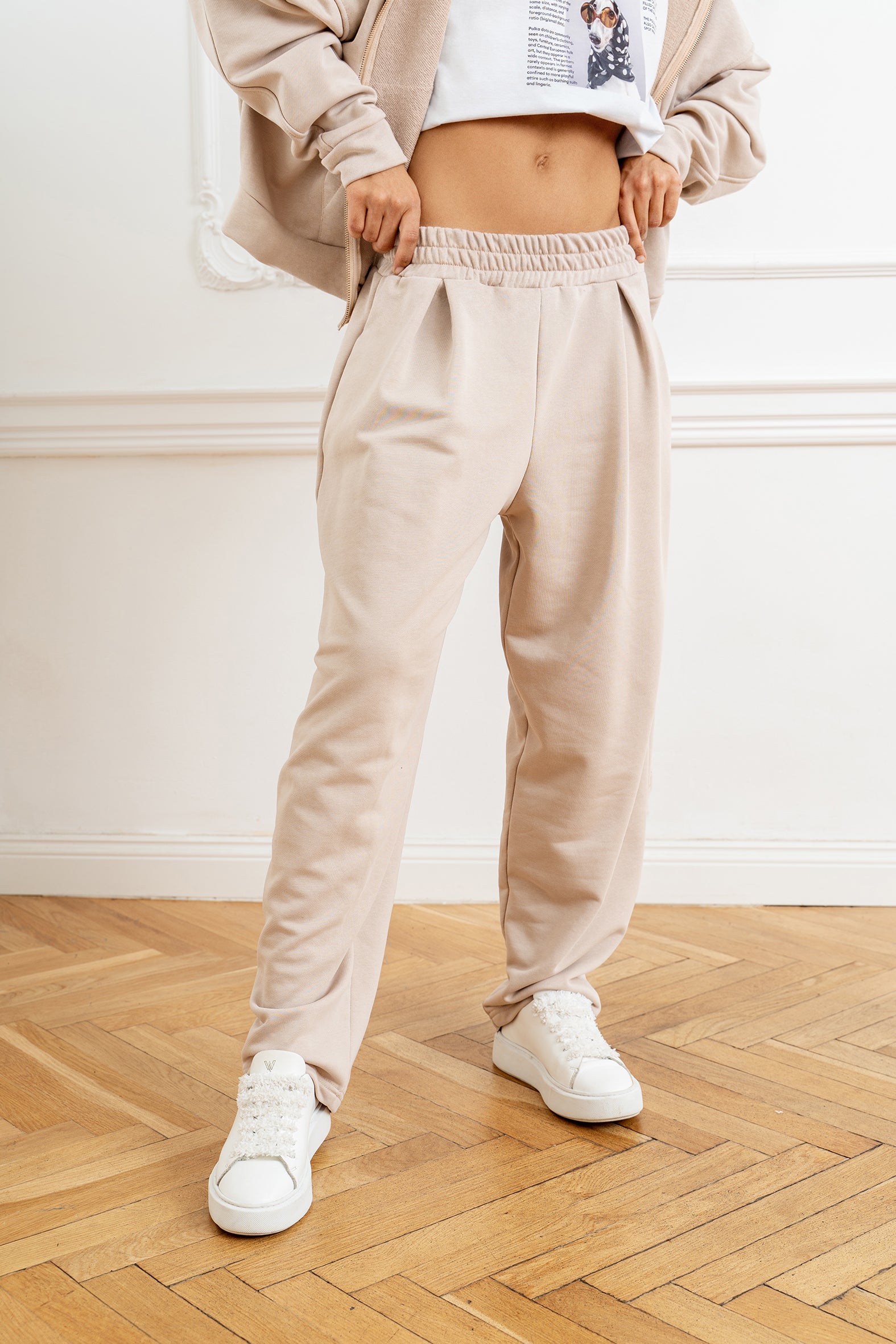 SET DRESOWY BEŻOWY (BLUZA I SPODNIE) image 2