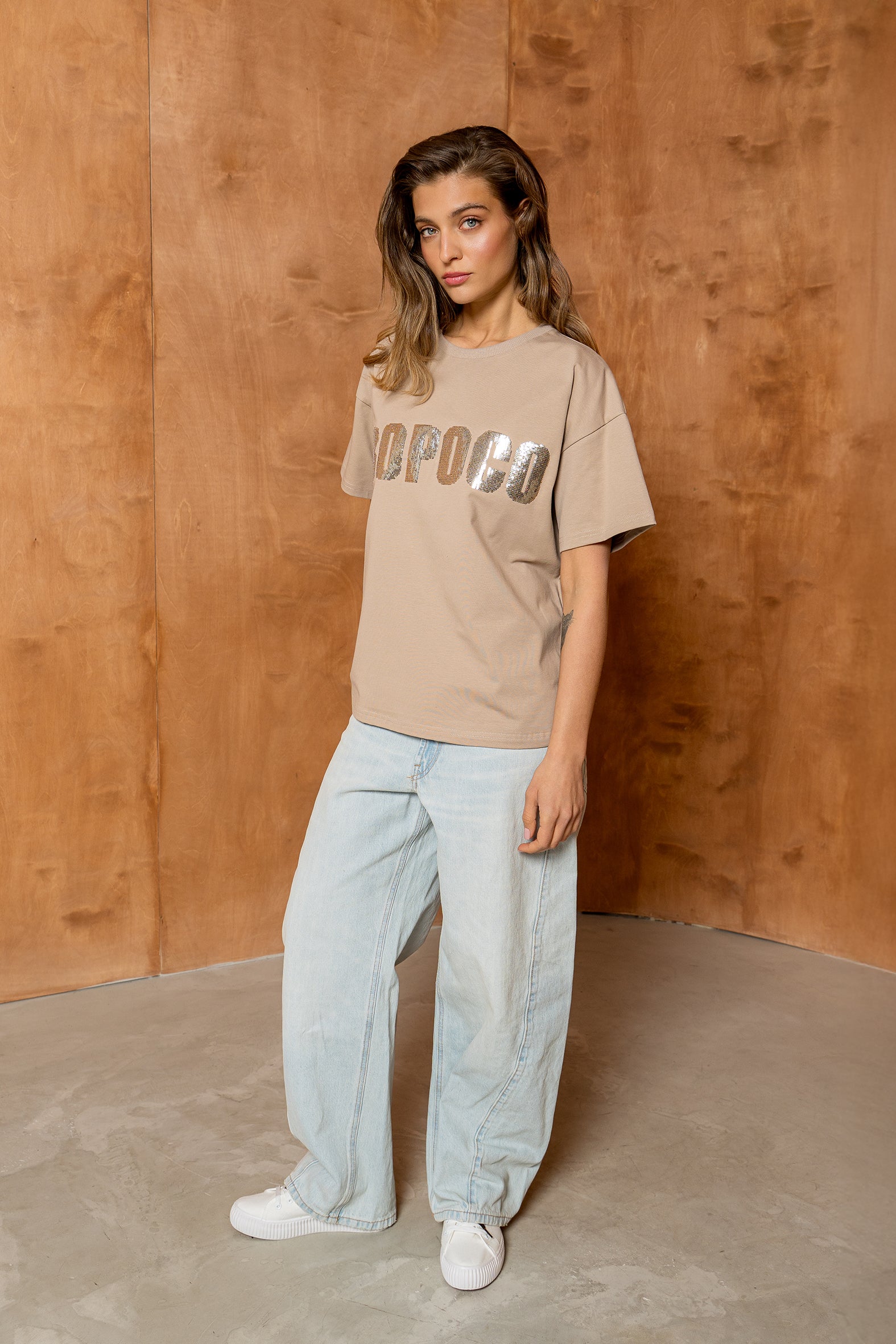 T-SHIRT BOPOCO CEKIN BEŻOWY image 2