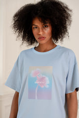 T-SHIRT PASTEL FLOWER NIEBIESKI image 1