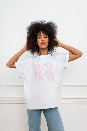 T-SHIRT AMOUR BIAŁY image 0