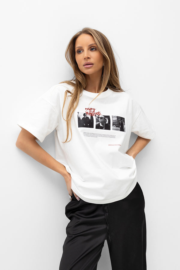 T-SHIRT ENJOY BIAŁY image 1