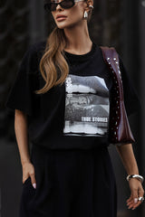 T-SHIRT LIPS CZARNY