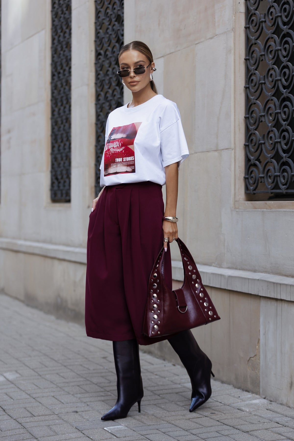 T-SHIRT LIPS BIAŁY