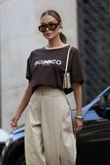 T-SHIRT BOPOCO TYGRYS BRĄZOWY Z RÓŻOWĄ LAMÓWKĄ