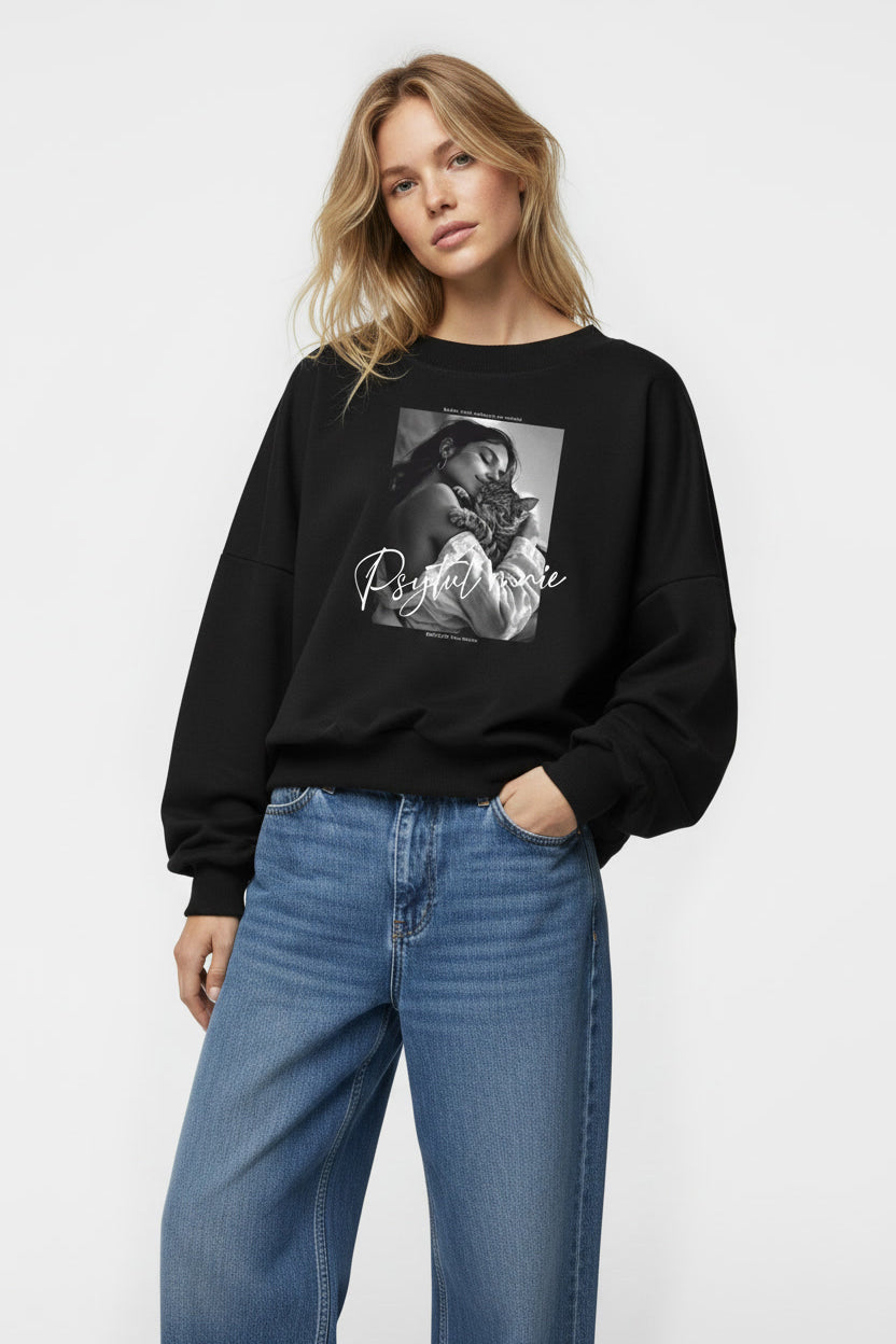 BLUZA PSYTUL MNIE CZARNA - KOCIA EDYCJA