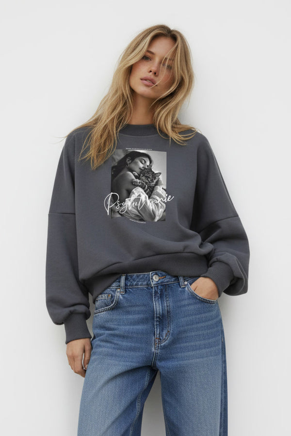 BLUZA PSYTUL MNIE SZARA - KOCIA EDYCJA