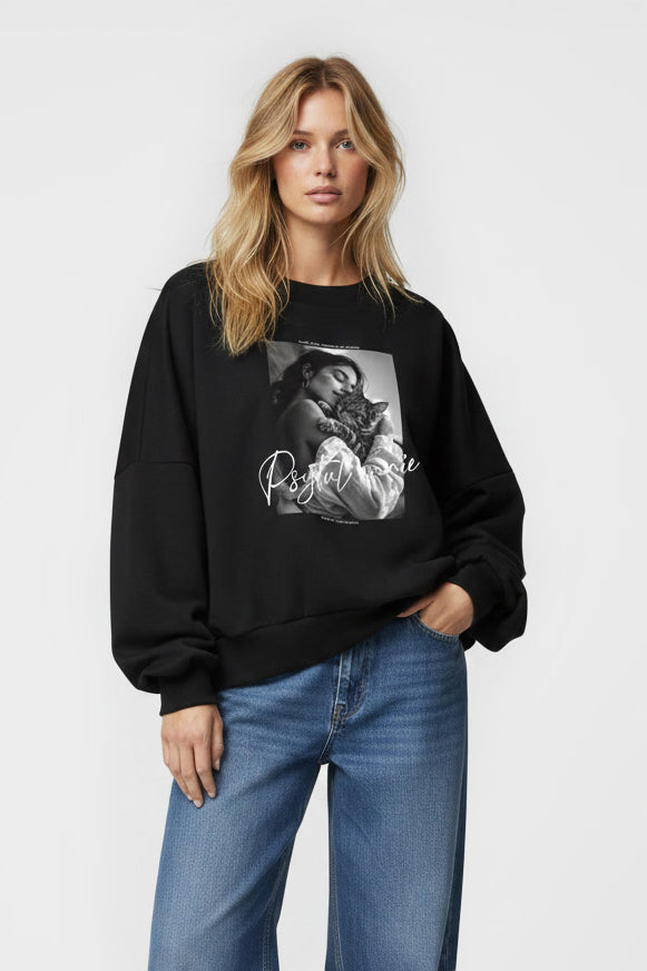 BLUZA PSYTUL MNIE CZARNA - KOCIA EDYCJA