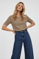 T-SHIRT W PASKI CAMEL-KHAKI