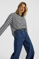 LONGSLEEVE OVERSIZE W PASKI CZARNO-BIAŁE