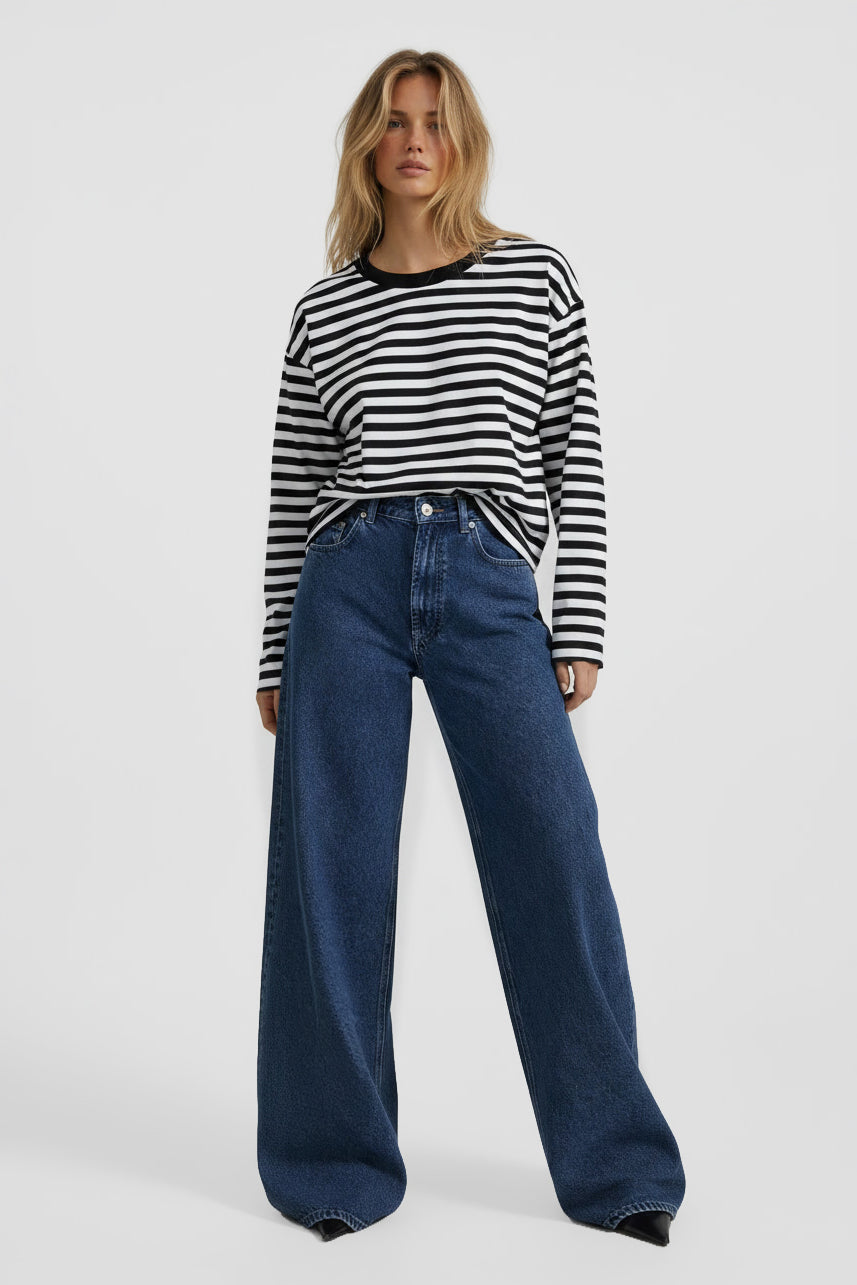 LONGSLEEVE OVERSIZE W PASKI CZARNO-BIAŁE