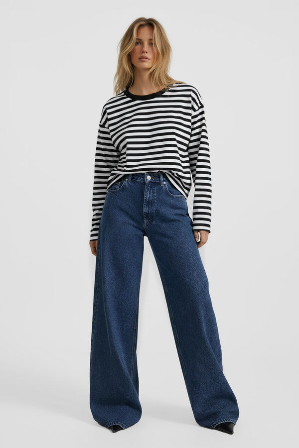 LONGSLEEVE OVERSIZE W PASKI CZARNO-BIAŁE