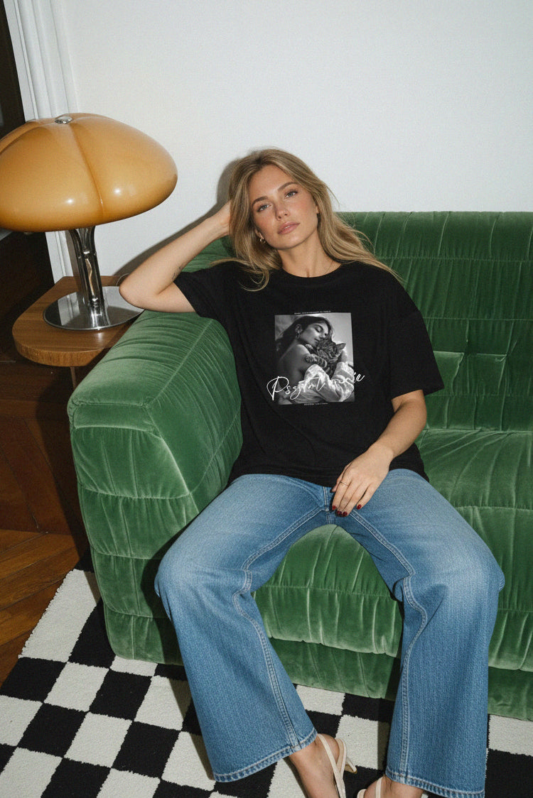 T-SHIRT PSYTUL MNIE CZARNY - KOCIA EDYCJA