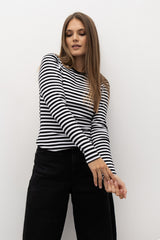 LONGSLEEVE PRĄŻEK W PASKI CZARNO-BIAŁE