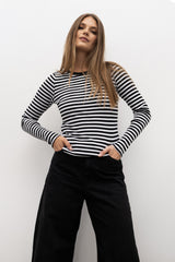 LONGSLEEVE PRĄŻEK W PASKI CZARNO-BIAŁE