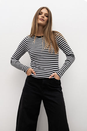 LONGSLEEVE PRĄŻEK W PASKI CZARNO-BIAŁE