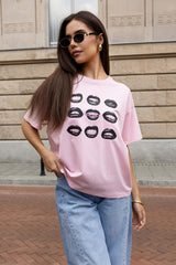 T-SHIRT USTA RÓŻOWY