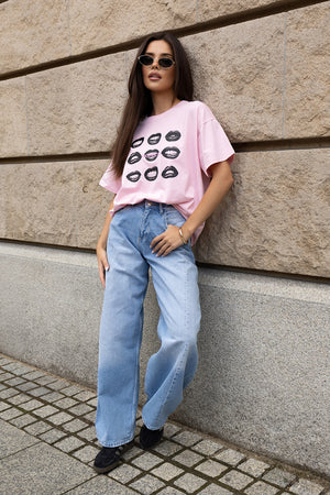 T-SHIRT USTA RÓŻOWY