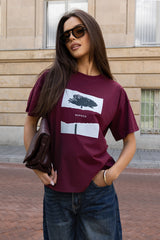 T-SHIRT BLACK FLOWER BORDOWY