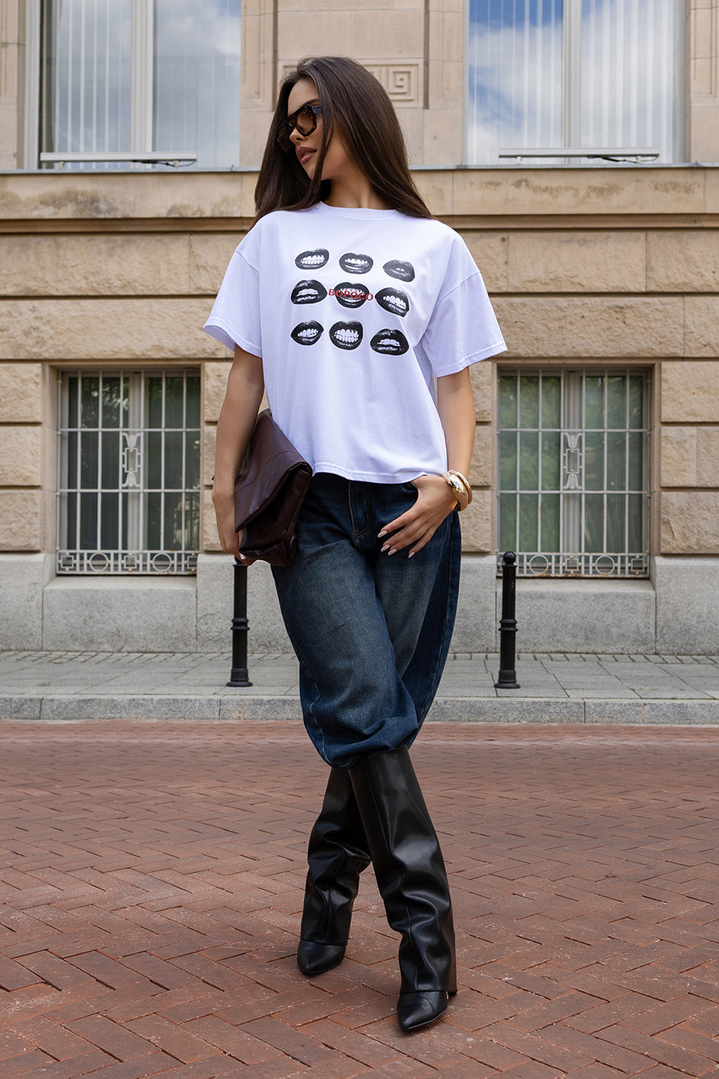 T-SHIRT USTA BIAŁY