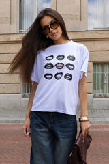 T-SHIRT USTA BIAŁY