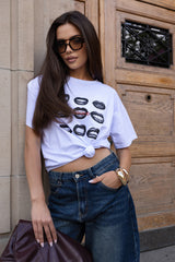 T-SHIRT USTA BIAŁY