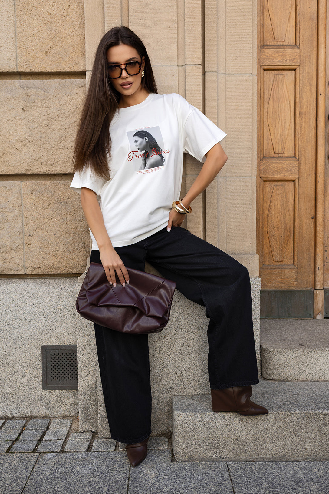 T-SHIRT WOMAN TRUE STORIES BIAŁY