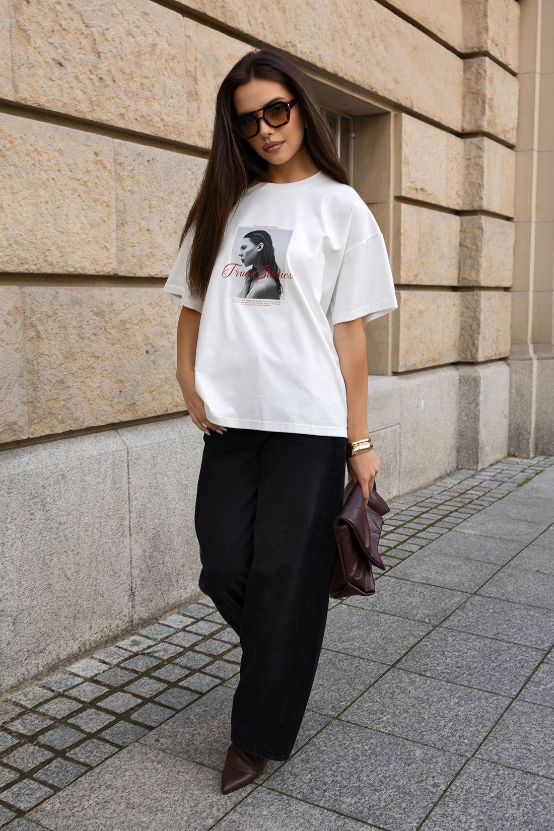 T-SHIRT WOMAN TRUE STORIES BIAŁY