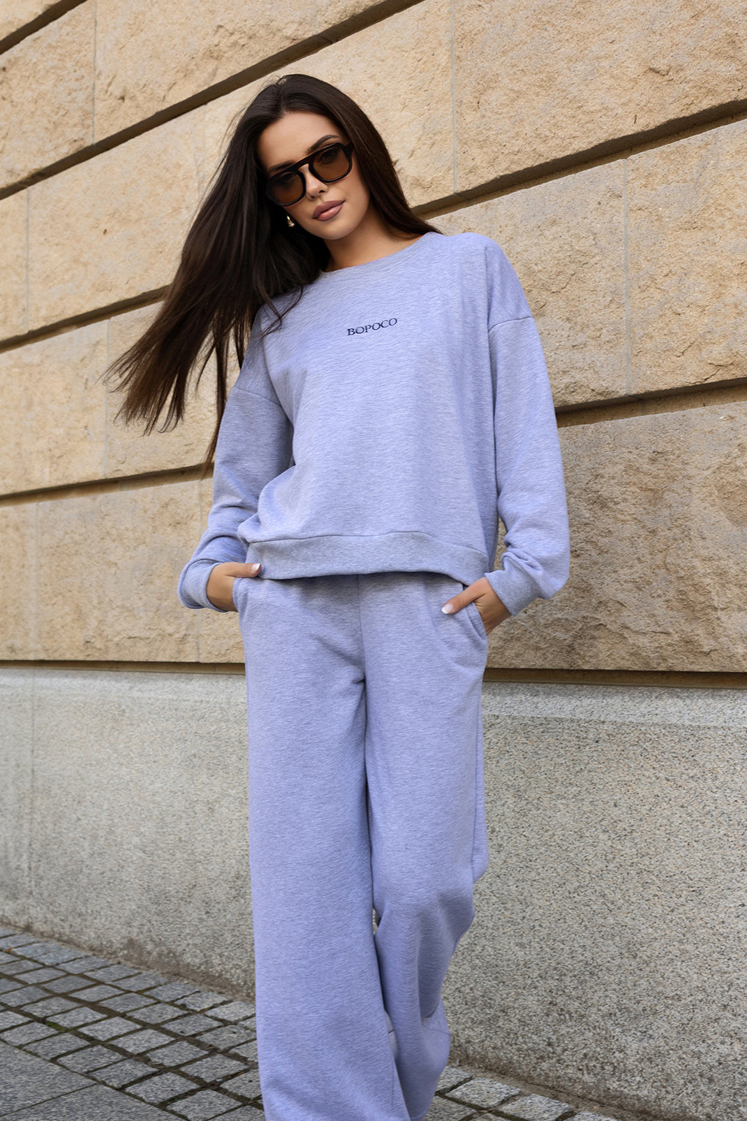 BLUZA BASIC BOPOCO SZARY MELANŻ