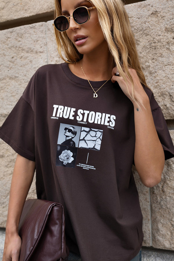 T-SHIRT NATURE BRĄZOWY