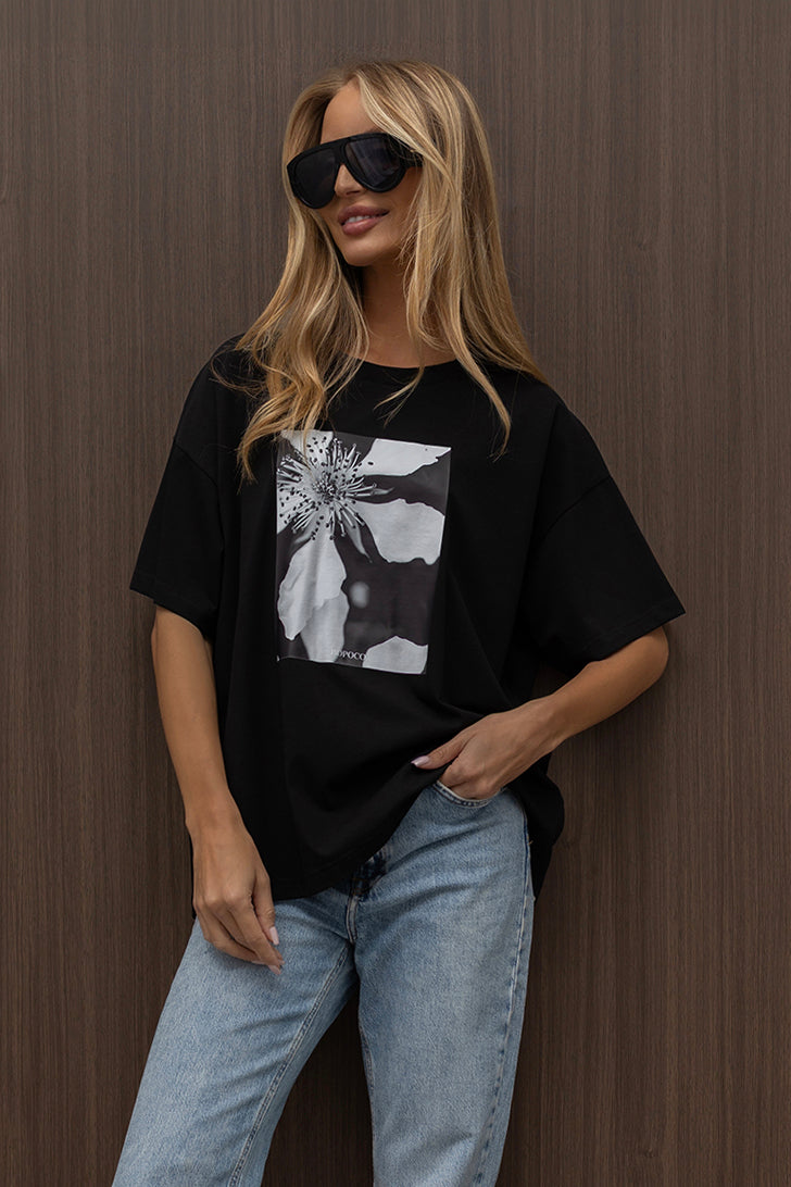 T-SHIRT ANEMON CZARNY