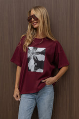 T-SHIRT ANEMON BORDOWY