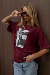 T-SHIRT ANEMON BORDOWY