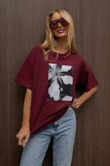 T-SHIRT ANEMON BORDOWY
