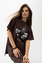 T-SHIRT FREEDOM BRĄZOWY