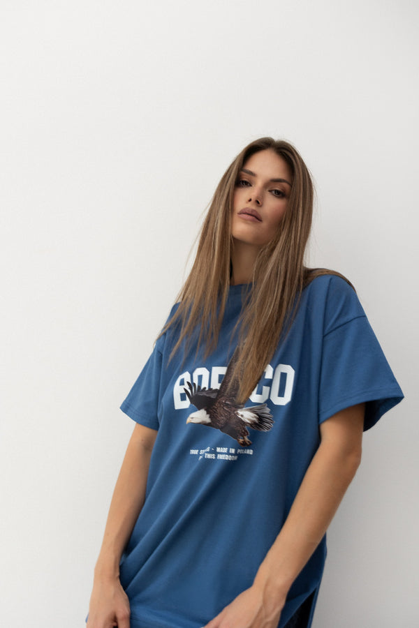 T-SHIRT FREEDOM NIEBIESKI